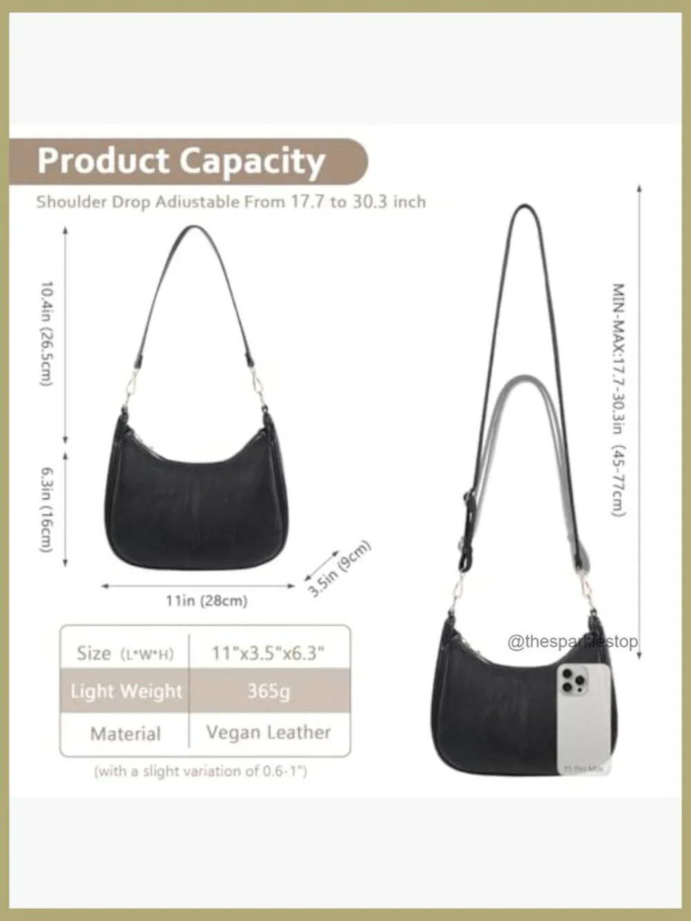 Slouchy Vegan Leather Hobo Crossbody Bag with Adjustable Strap